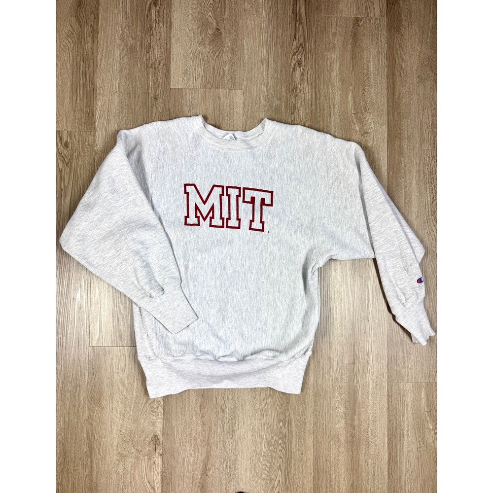 Vintage MIT Champion Reverse Weave Gray Crewneck College Sweatshirt Pullover Med
